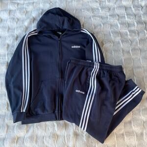 adidas Navy Track Pants & Hoodie Set